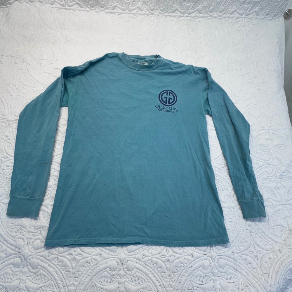 Girlie Girl Original Comfort Colors Long Sleeve T-Shirt Teal Blue Medium Graphic